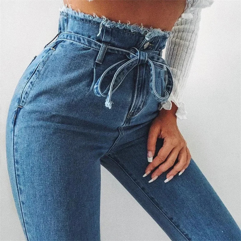 Pantalones de Mezclilla de Tiro Alto